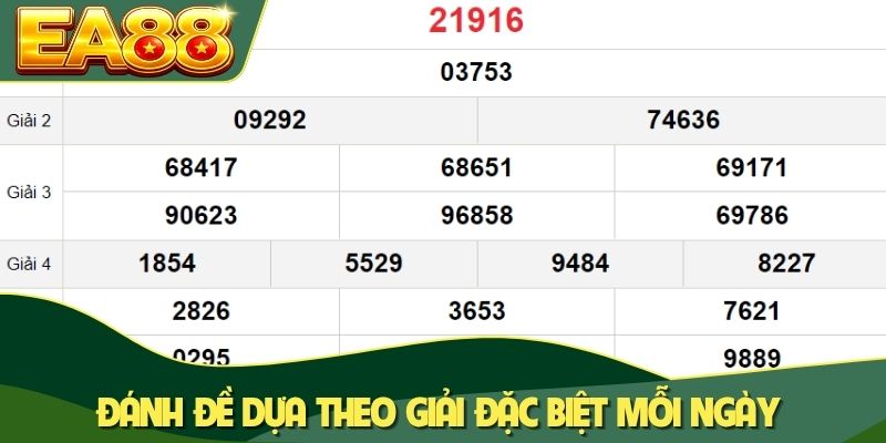 Đánh đề dựa theo giải đặc biệt mỗi ngày